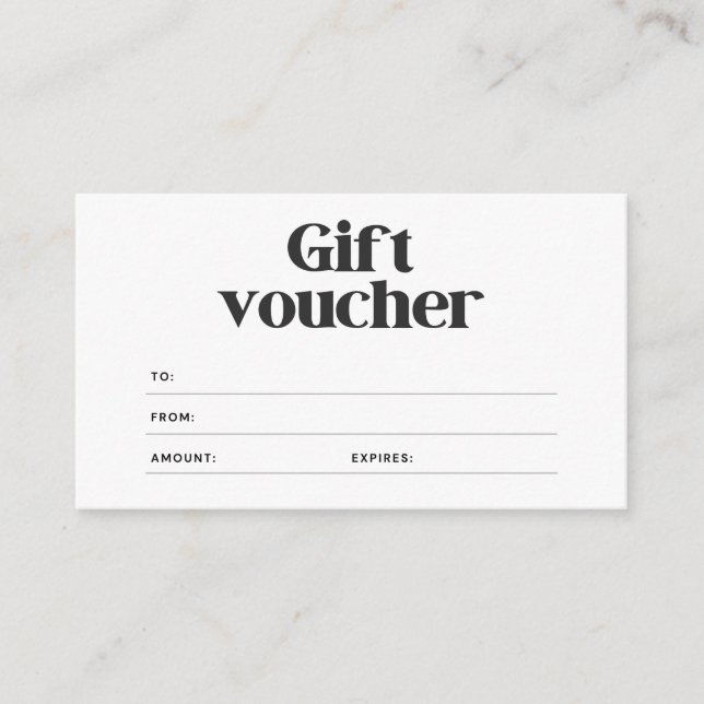 Simple Black and White Business Gift Certificates (Front)