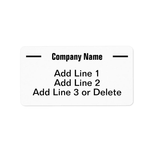 Simple Black and White Business Return Address Label (Front)