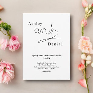 Simple Black And White Calligraphy Elegant Wedding Invitation