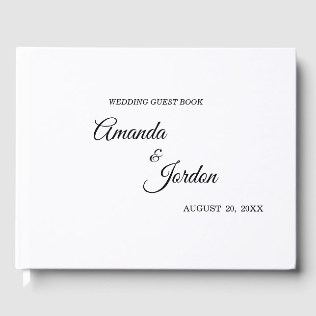 Simple Black and White Calligraphy Guest Book (Front)