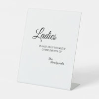 Simple Black and White Calligraphy Ladies Bathroom