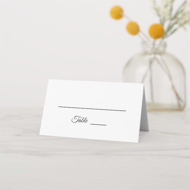Simple Black and White Calligraphy Place Card Tent (Front)