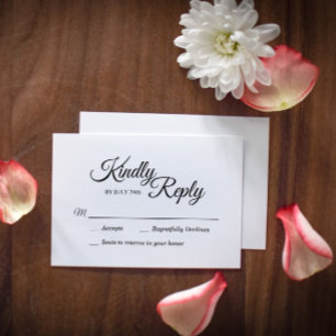 Simple Black and White Calligraphy Response Card