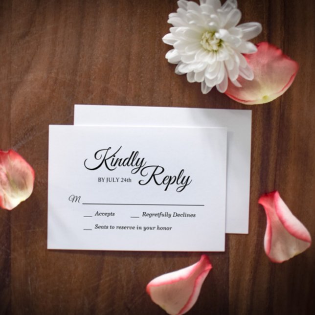 Simple Black and White Calligraphy Response Card (Creator Uploaded)