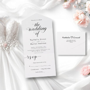 Simple Black and White Calligraphy Script Wedding All In One Invitation