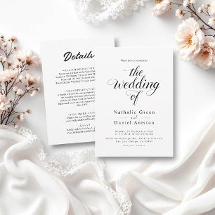 Simple Black and White Calligraphy Script Wedding Invitation