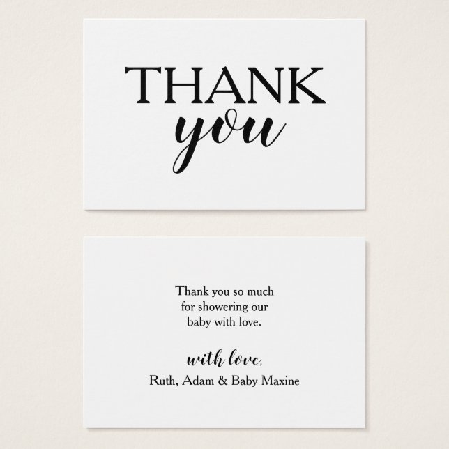 Simple Black and White Calligraphy Thank You Card (Front & Back)