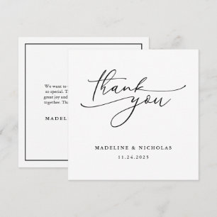 Simple Black And White Calligraphy Thank You Card