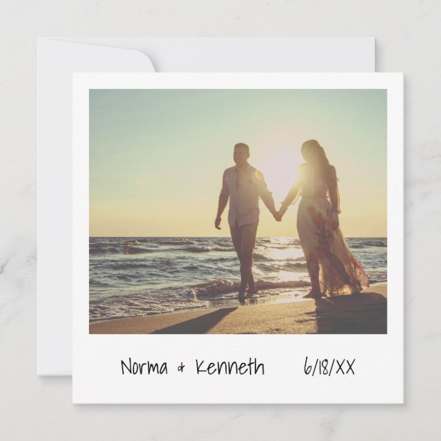 Simple Black and White Casual Photo Wedding Invitation (Front)