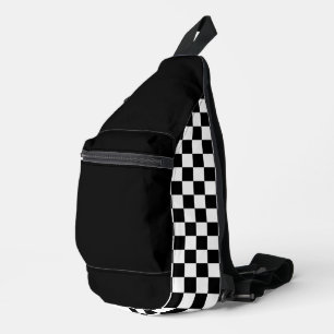 Simple Black and White Chequerboard  Sling Bag