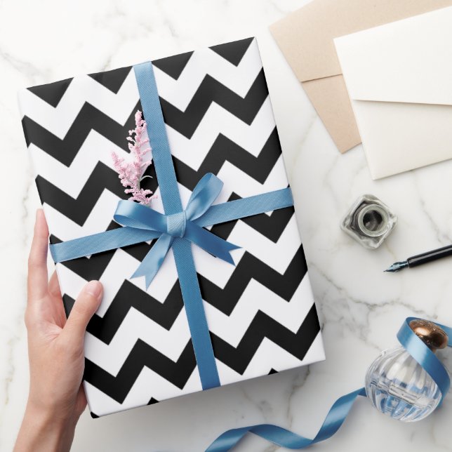 Simple Black and white Chevron pattern Wrapping Paper (Gifting)
