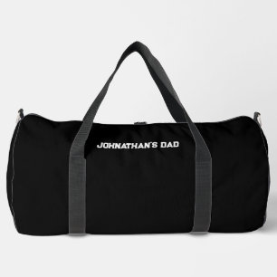 Simple Black and White Child's Name Dad Text Duffle Bag