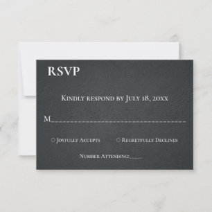 Simple Black And White Classy Modern Wedding RSVP Card