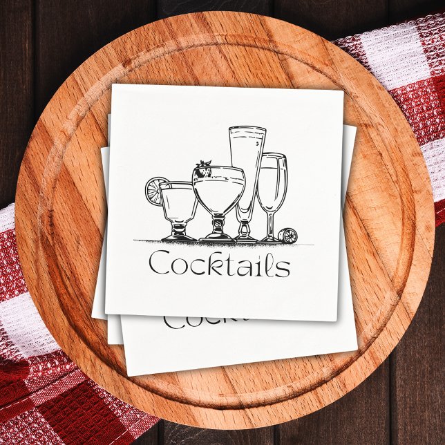 Simple Black and White Cocktails Napkin (Creator Uploaded)