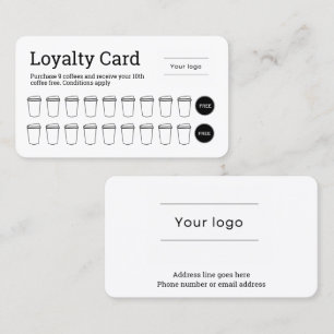 Simple Black and White Coffee Loyalty Card
