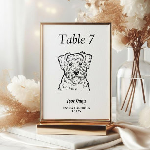 Simple Black and White Dog Wedding Table Number