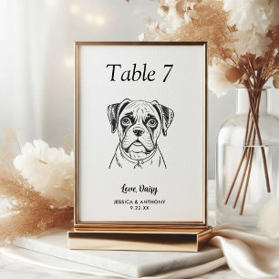 Simple Black and White Dog Wedding Table Number