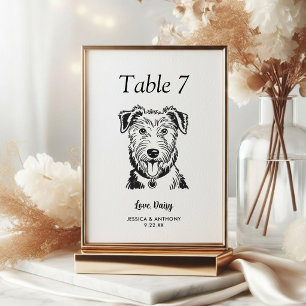 Simple Black and White Dog Wedding Table Number