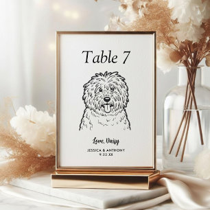 Simple Black and White Dog Wedding Table Number