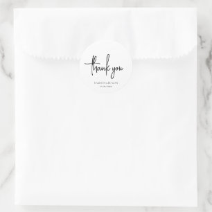 Simple Black and White Elegant Minimalist Wedding Classic Round Sticker