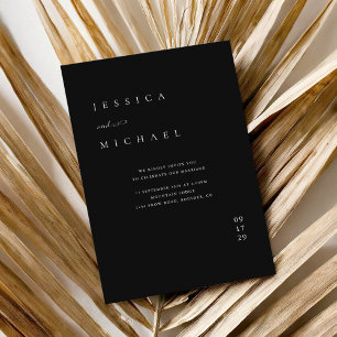 Simple Black and White Elegant Minimalist Wedding Invitation