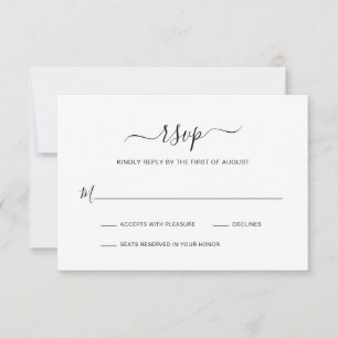 Simple Black and White Elegant Modern Wedding RSVP Card