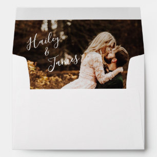 Simple Black and White Elegant Photo Wedding Envelope