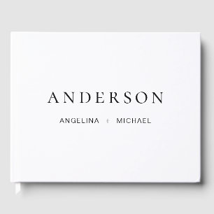 Simple Black and White Elegant Photo Wedding Guest Book