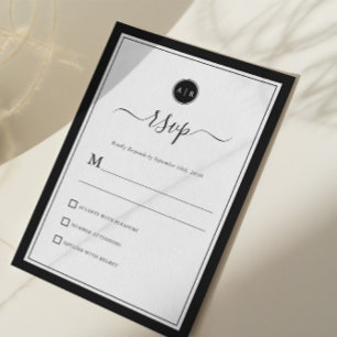 Simple Black and White Elegant RSVP Cards