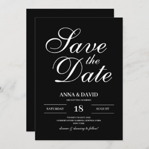 Simple Black and White Elegant Save The Date Invitation