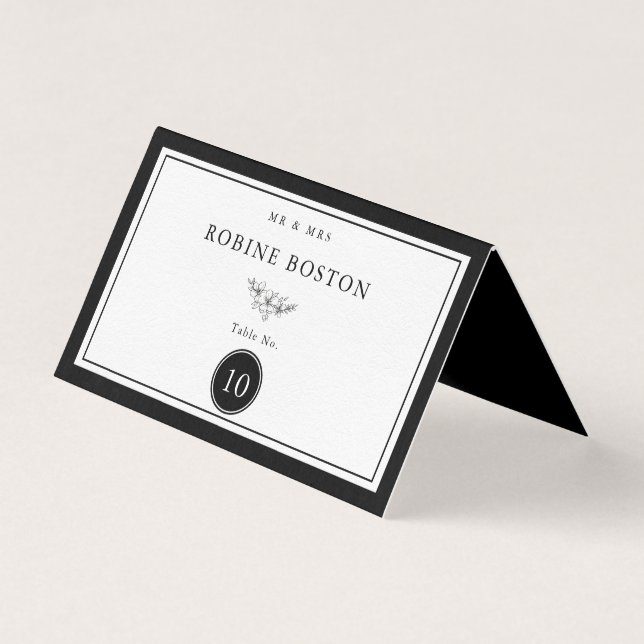Simple Black and White Elegant Table Number (Front)