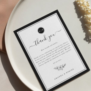 Simple Black and White Elegant Thank You Card