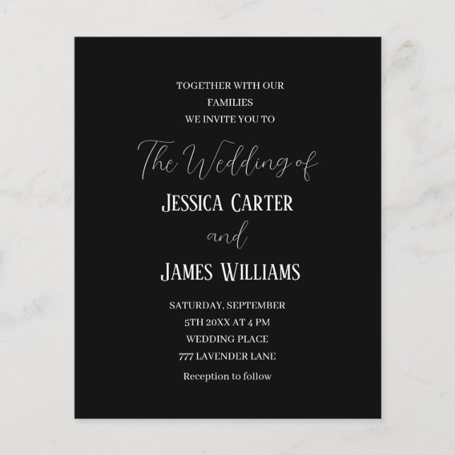 Simple Black and White Elegant Wedding (Front)