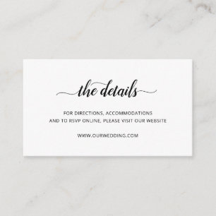 Simple Black and White Elegant Wedding Enclosure Card