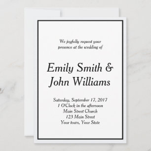Simple Black and White Elegant Wedding Invitation