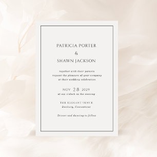 Simple Black and White Elegant Wedding Invitation