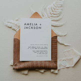 Simple Black And White Elegant Wedding Invitation