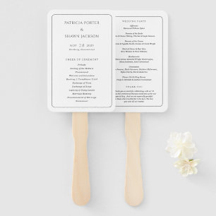 Simple Black and White Elegant Wedding Program Hand Fan