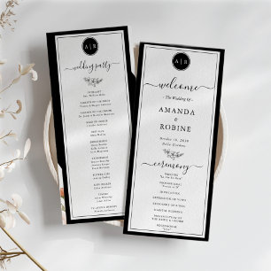 Simple Black and White Elegant Wedding Programs