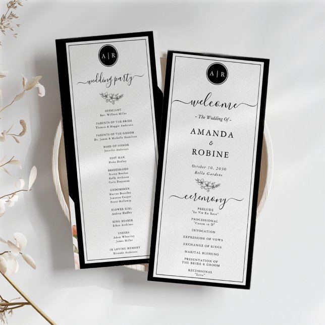 Simple Black and White Elegant Wedding Programs (Creator Uploaded)