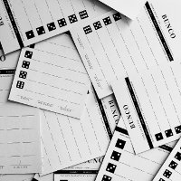 Simple Black and White Five Round Bunco Score Card