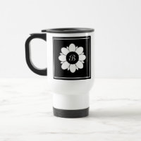 Simple Black and White Flower Design Initial
