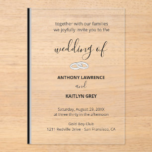Simple Black and White Formal Wedding - Custom Acrylic Invitations