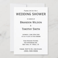Simple Black And White Gay Wedding Shower Invites