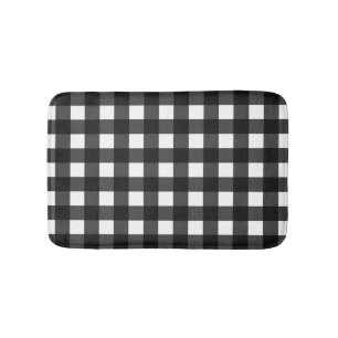 Simple Black and White Gingham Bath Mat