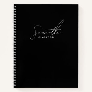 Simple Black and White Handwritten Script Personal Notebook