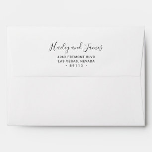 Simple Black and White Handwritten Script Wedding Envelope