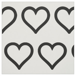 Simple Black and White Hearts Pattern Fabric