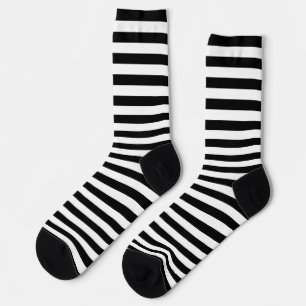 Simple Black and White Horizontal Stripes Pattern Socks