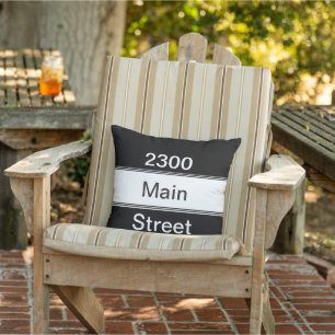 Simple Black and White House Number Street Address Cushion